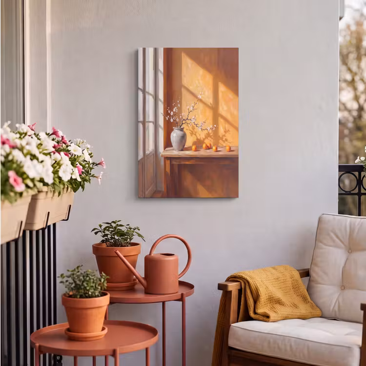 Outdoor Canvas Print - White Flowers - Still Life - Witte bloemen - Stilleven Tuinposter op houten frame 2 cm dik klein