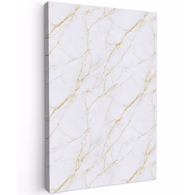 Wit - Marmer - Goud - Luxueus Tuinposter op houten frame 2 cm dik klein 841 -3d