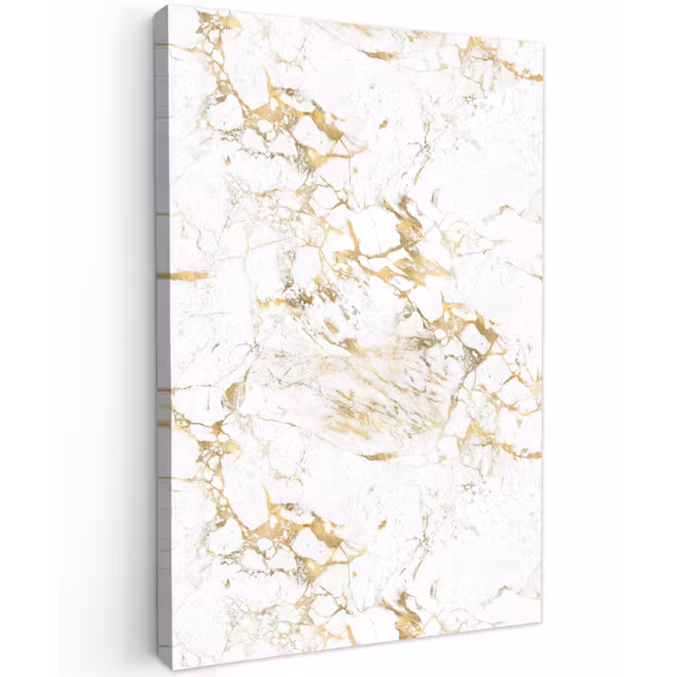 Wit - Marmer - Luxe - Goud Tuinposter op houten frame 2 cm dik klein 841 -3d