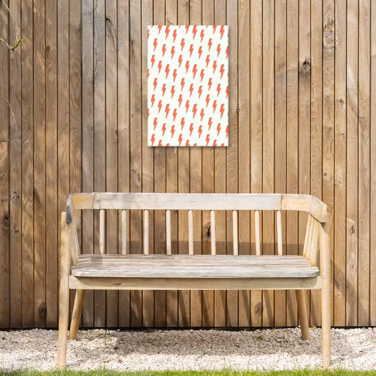 Wit - Rode - Bliksem Tuinposter op houten frame 2 cm dik klein 841 -sfeer4
