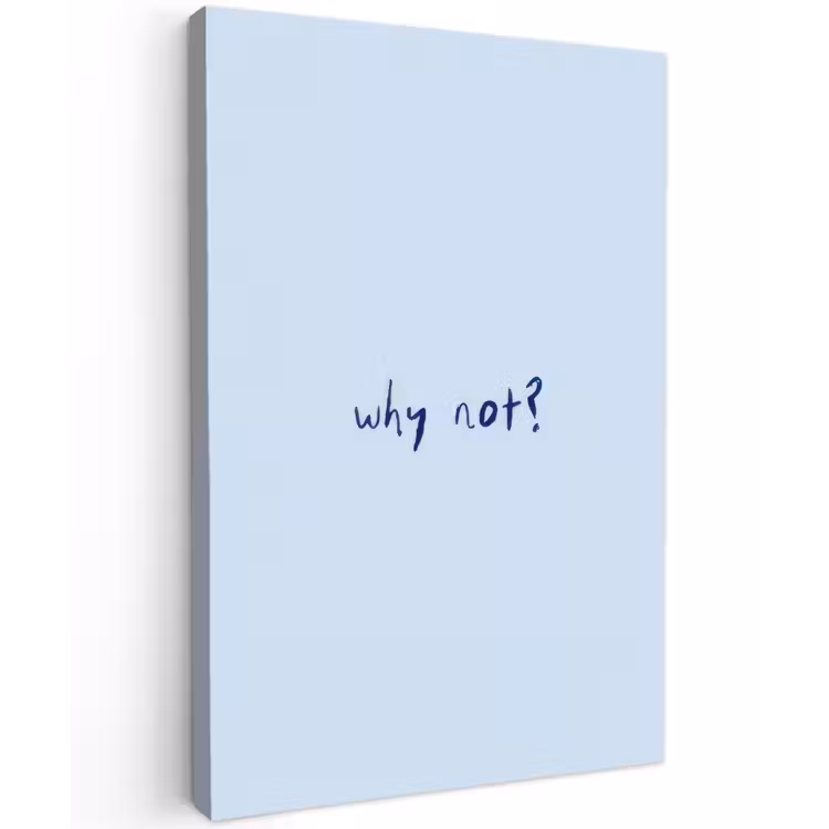 Why not - Blauw - Donker blauw - Quote Tuinposter op houten frame 2 cm dik klein -3d