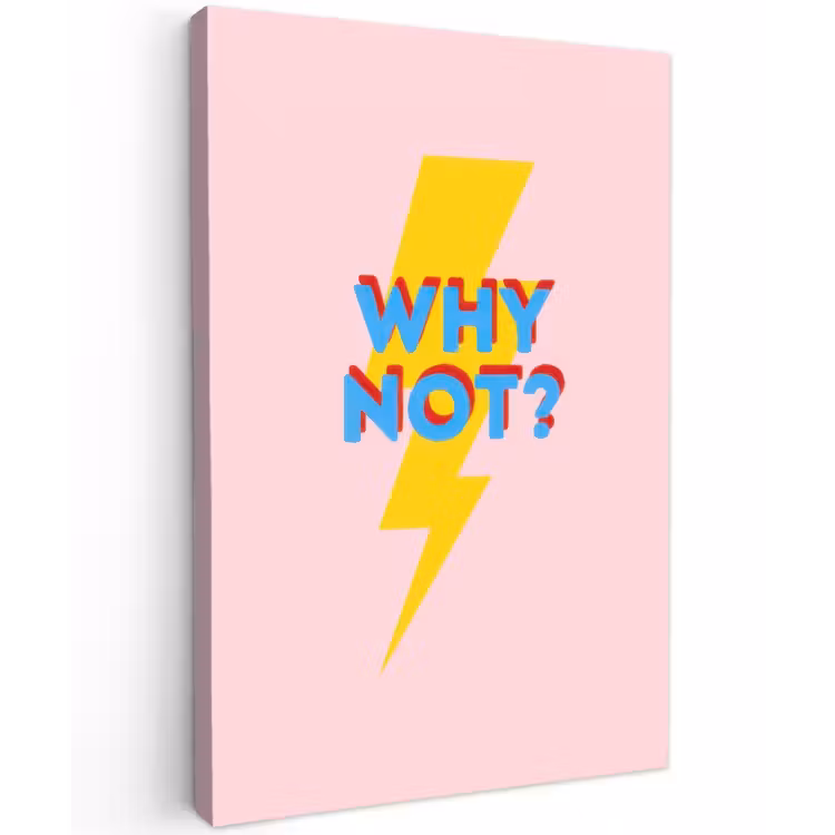 Why not - Bliksem - Roze Tuinposter op houten frame 2 cm dik klein -3d