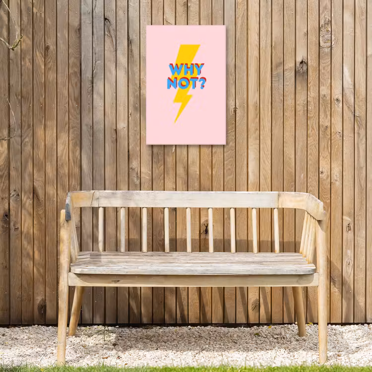 Why not - Bliksem - Roze Tuinposter op houten frame 2 cm dik klein -sfeer4