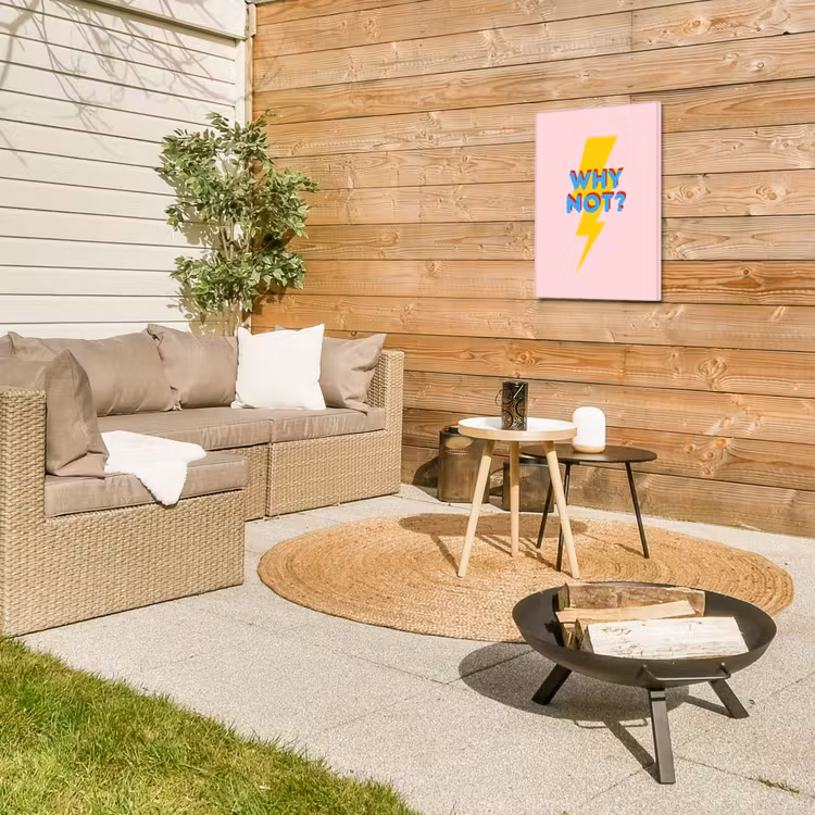 Why not - Bliksem - Roze Tuinposter op houten frame 2 cm dik klein -sfeer2