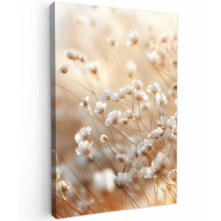 Wilde - Bloemen - Wit Tuinposter op houten frame 2 cm dik klein -3d