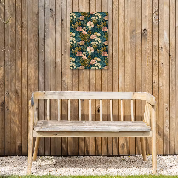 Wilde bloemen - Botanisch - Patroon - Roze - Romantisch Tuinposter op houten frame 2 cm dik klein 841 -sfeer4