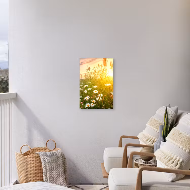 Wilde bloemen in de ochtendzon Tuinposter op houten frame 2 cm dik klein -sfeer1