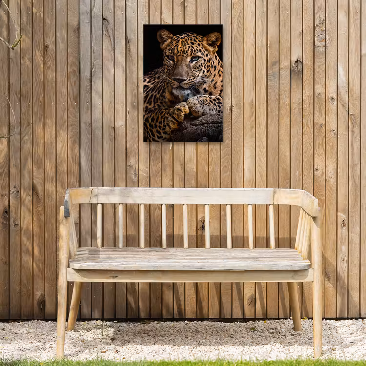 Wilde dieren - Panter - Portret - Zwart - Dieren Tuinposter op houten frame 2 cm dik klein -sfeer4