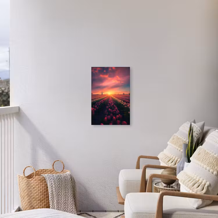 Windmolen - Zonsondergang - Landschap Tuinposter op houten frame 2 cm dik klein -sfeer1