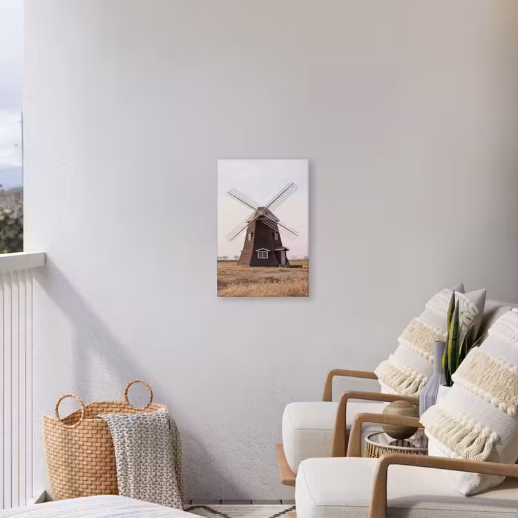 Windmolens - Landschap - Veld Tuinposter op houten frame 2 cm dik klein -sfeer1