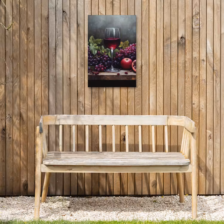 Wijn - Fruit - Stilleven Tuinposter op houten frame 2 cm dik klein -sfeer4