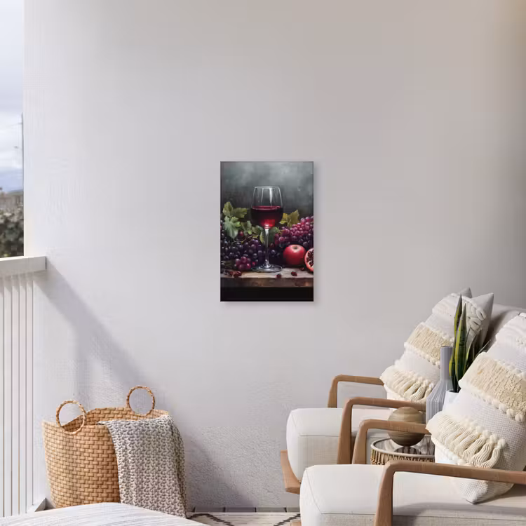 Wijn - Fruit - Stilleven Tuinposter op houten frame 2 cm dik klein -sfeer1