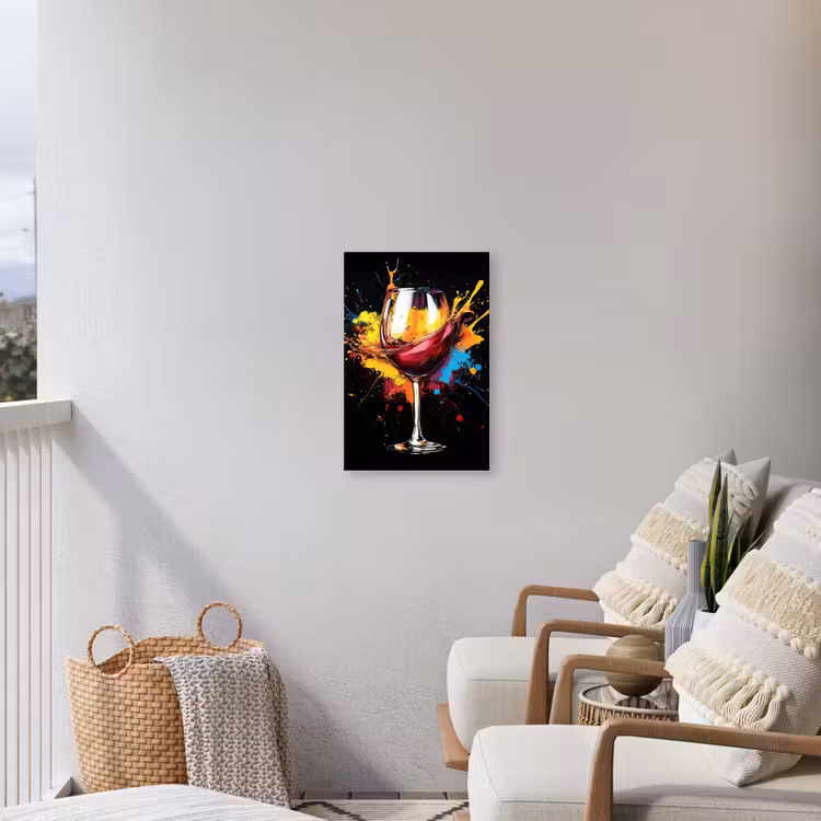 Wijn - Glas - Graffiti - Borrel - Rood - Verf Tuinposter op houten frame 2 cm dik klein -sfeer1