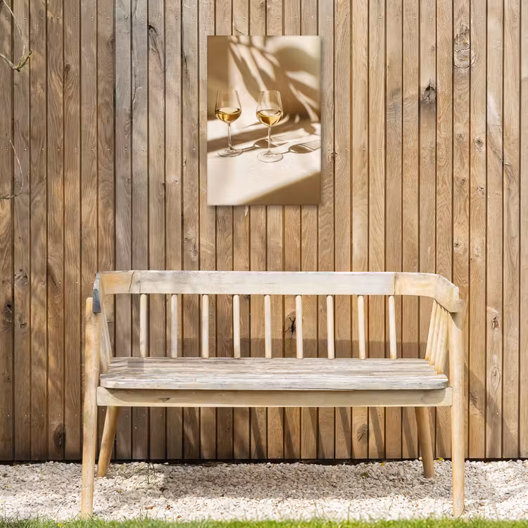 Wijn - Wijnglazen - Wit Tuinposter op houten frame 2 cm dik klein -sfeer4