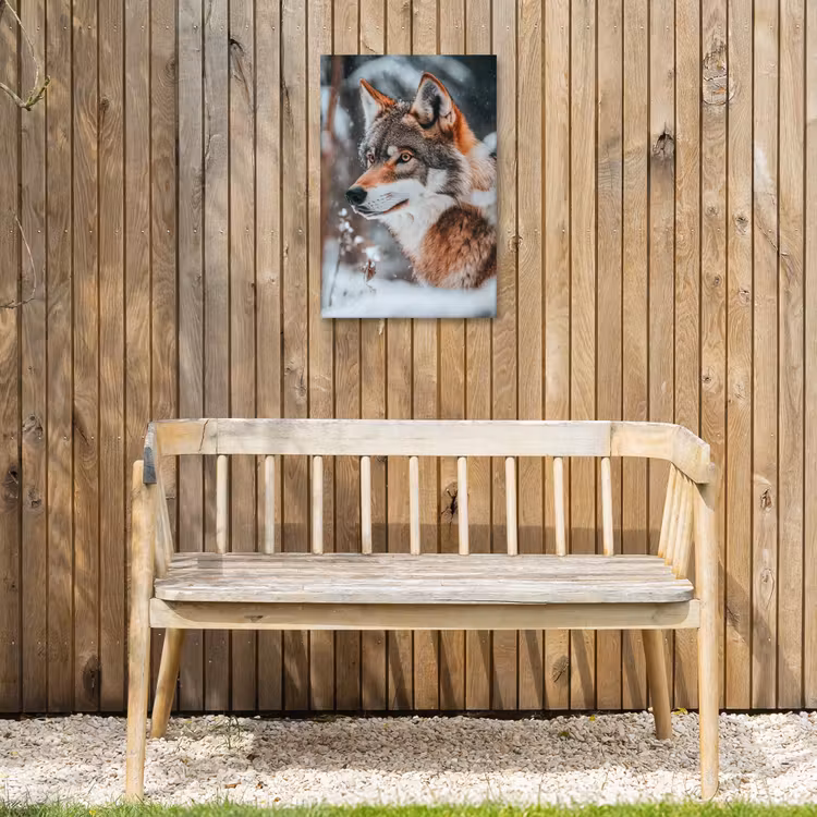 Wolf - Sneeuw - Winter - Dieren - Natuur - Sneeuw Tuinposter op houten frame 2 cm dik klein -sfeer4
