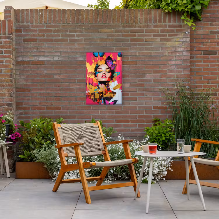 Vrouw - Abstract - Kleurrijk Tuinposter op houten frame 2 cm dik klein -sfeer3