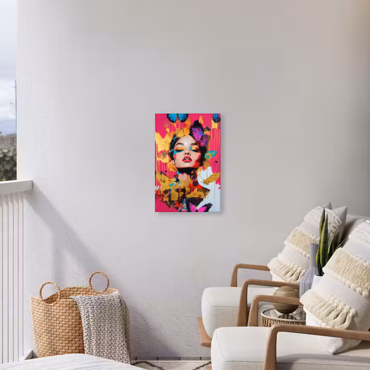 Vrouw - Abstract - Kleurrijk Tuinposter op houten frame 2 cm dik klein -sfeer1