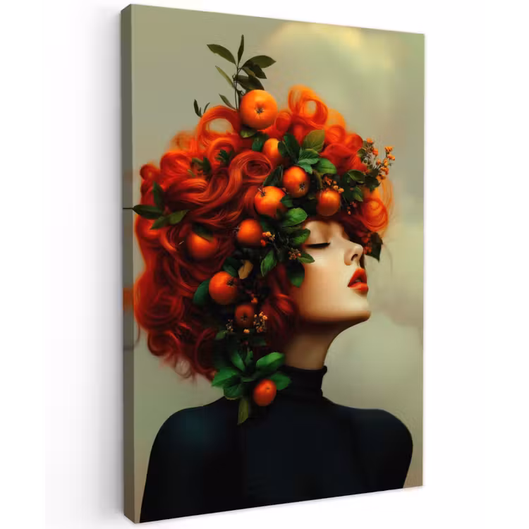 Vrouw - Appels - Rood - Bladeren Tuinposter op houten frame 2 cm dik klein -3d