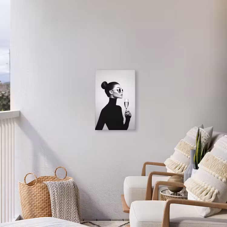 Vrouw - Champagne - Modern Tuinposter op houten frame 2 cm dik klein -sfeer1