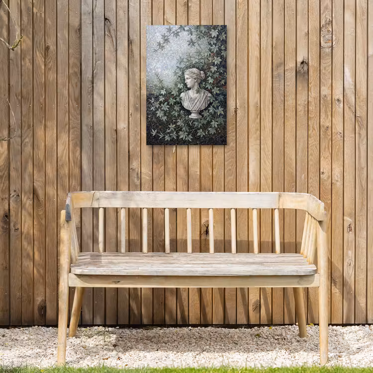 Vrouw - Klassiek - Mozaiëk - Natuur - Groen Tuinposter op houten frame 2 cm dik klein -sfeer4