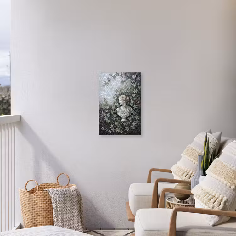 Vrouw - Klassiek - Mozaiëk - Natuur - Groen Tuinposter op houten frame 2 cm dik klein -sfeer1