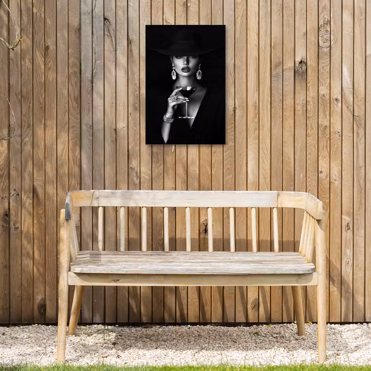 Vrouw - Cocktail - Chic Tuinposter op houten frame 2 cm dik klein -sfeer4