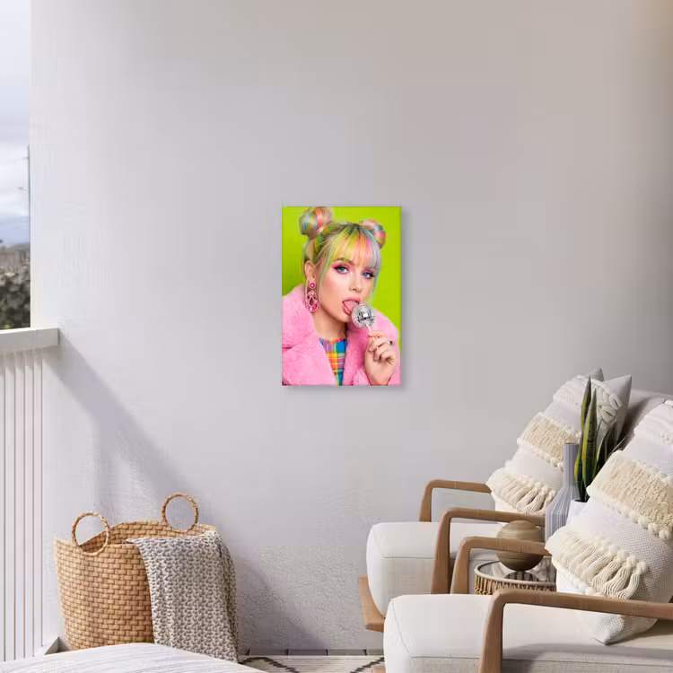 Vrouw - Kleurrijk haar - Pop art - Modern - Levendig Tuinposter op houten frame 2 cm dik klein -sfeer1