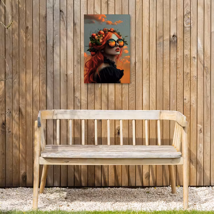 Vrouw - Kroon - Tomaat - Bascilicum - Zonnebril Tuinposter op houten frame 2 cm dik klein -sfeer4