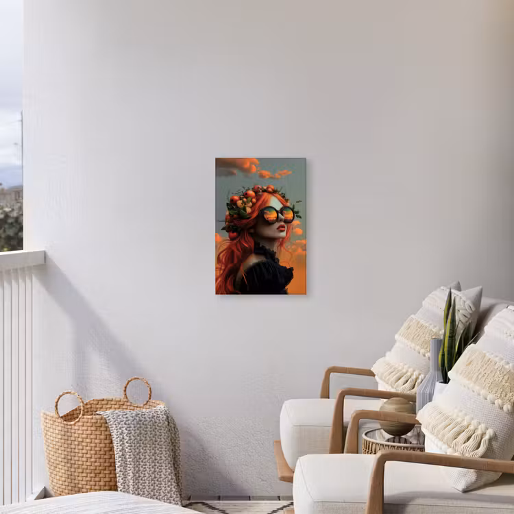 Vrouw - Kroon - Tomaat - Bascilicum - Zonnebril Tuinposter op houten frame 2 cm dik klein -sfeer1