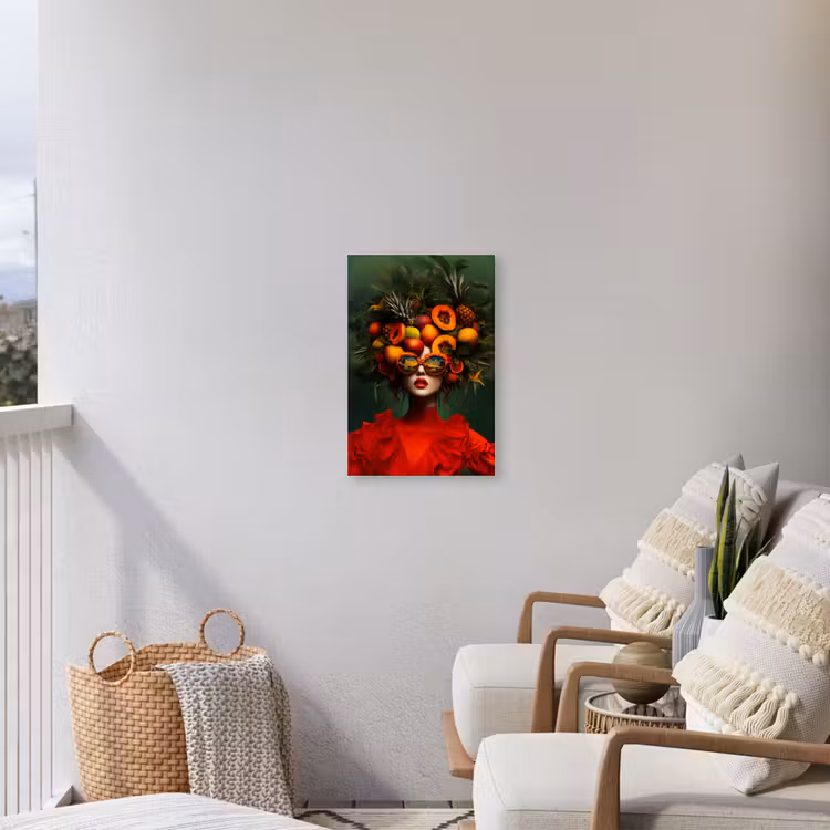 Vrouw - Vruchten - Papaja - Ananas Tuinposter op houten frame 2 cm dik klein -sfeer1