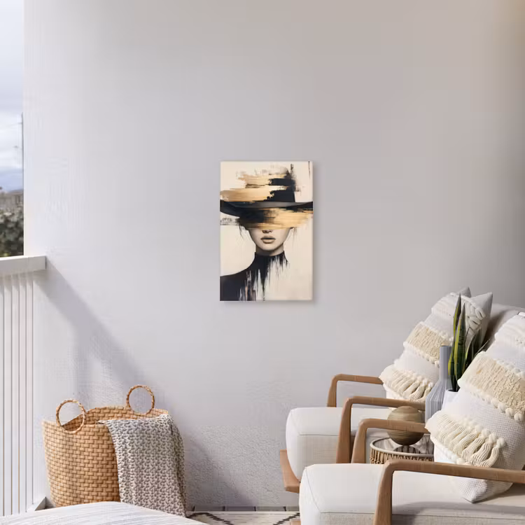 Vrouw - Hoed - Verf Tuinposter op houten frame 2 cm dik klein -sfeer1