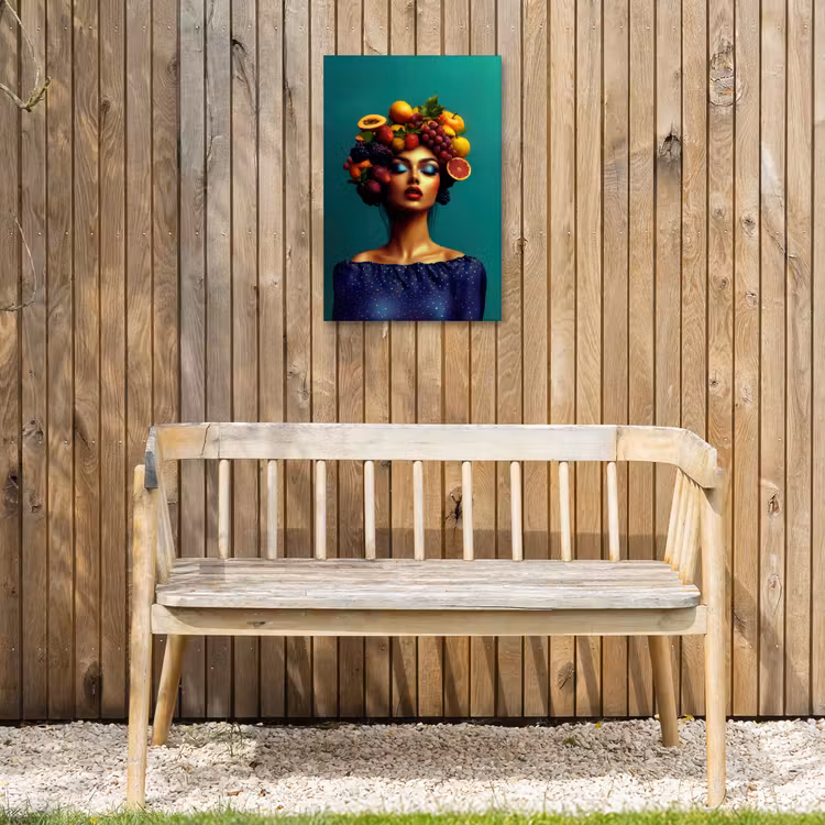 Vrouw - Hoodtooi - Tropisch - Fruit - Druiven Tuinposter op houten frame 2 cm dik klein -sfeer4