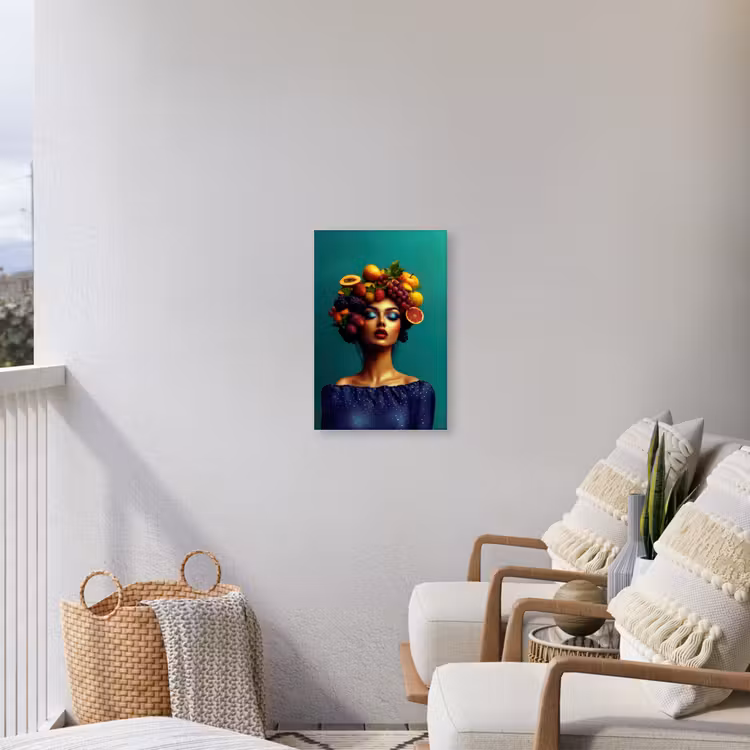Vrouw - Hoodtooi - Tropisch - Fruit - Druiven Tuinposter op houten frame 2 cm dik klein -sfeer1