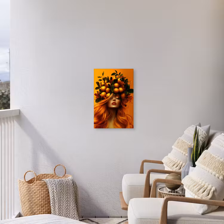 Vrouw - Citroenen - Bloesem - Geel Tuinposter op houten frame 2 cm dik klein -sfeer1