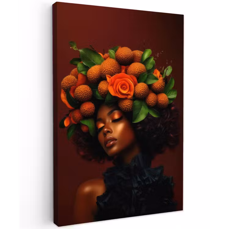 Vrouw - lychee - exotisch Tuinposter op houten frame 2 cm dik klein -3d