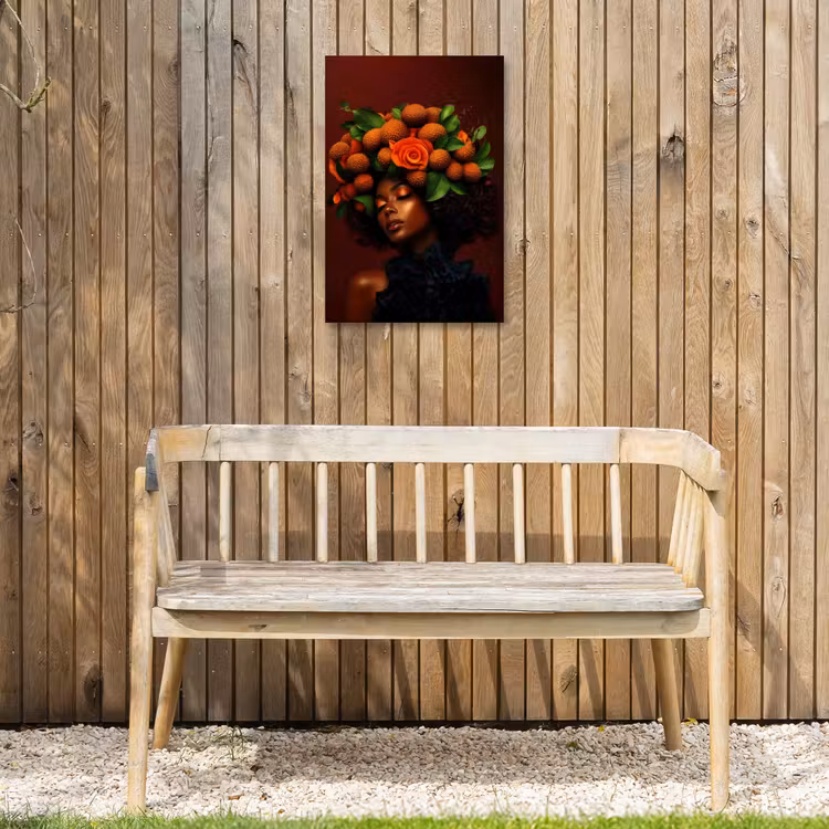 Vrouw - lychee - exotisch Tuinposter op houten frame 2 cm dik klein -sfeer4