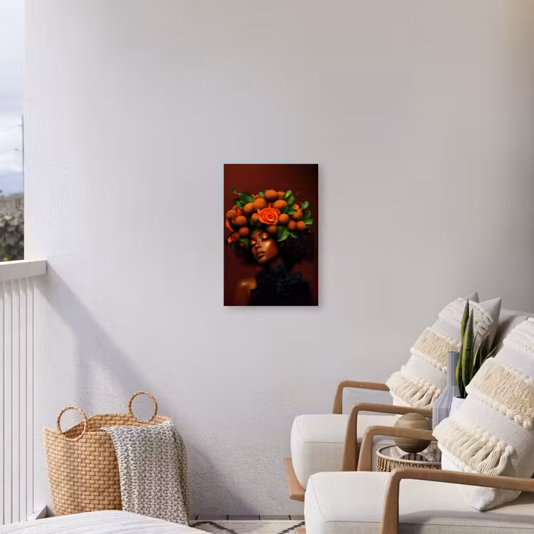 Vrouw - lychee - exotisch Tuinposter op houten frame 2 cm dik klein -sfeer1