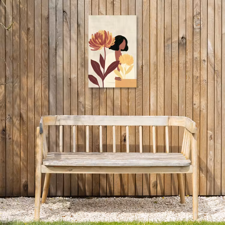 Vrouw - Minimalistisch - Bloem Tuinposter op houten frame 2 cm dik klein -sfeer4