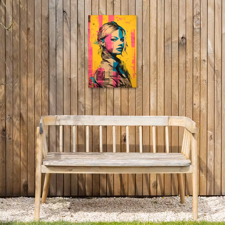 Vrouw - Verfstrepen - Gekleurd Tuinposter op houten frame 2 cm dik klein -sfeer4