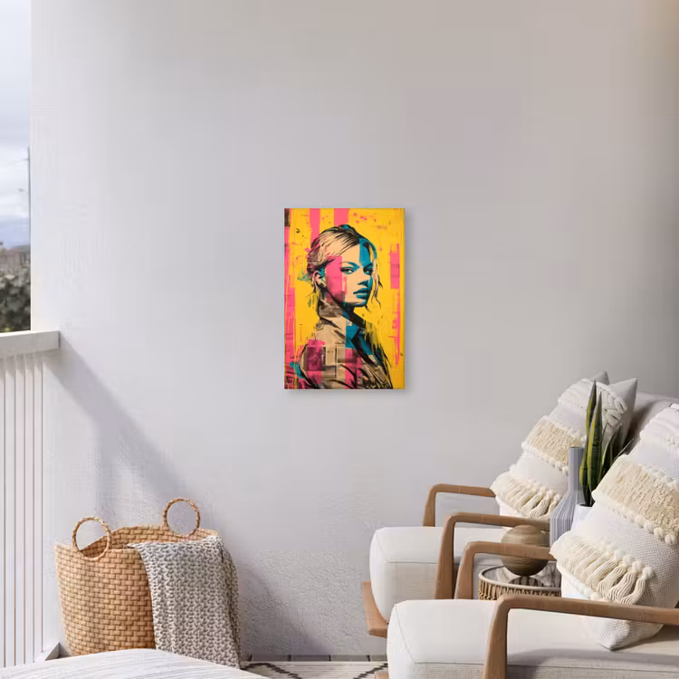 Vrouw - Verfstrepen - Gekleurd Tuinposter op houten frame 2 cm dik klein -sfeer1