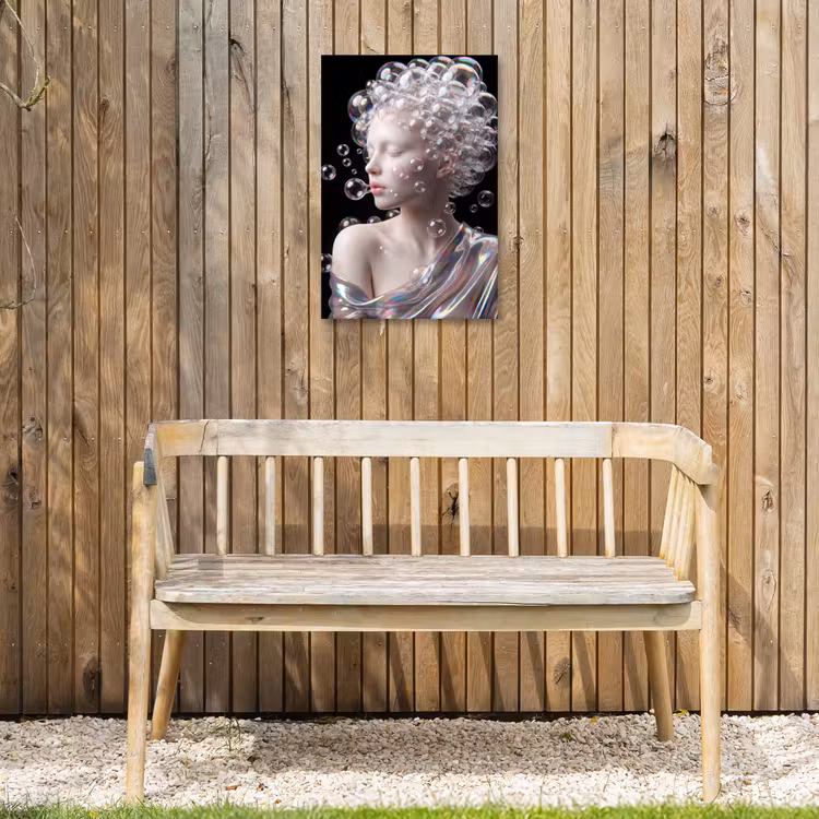 Vrouw - Bellen - Abstract - Kleurrijk Tuinposter op houten frame 2 cm dik klein -sfeer4