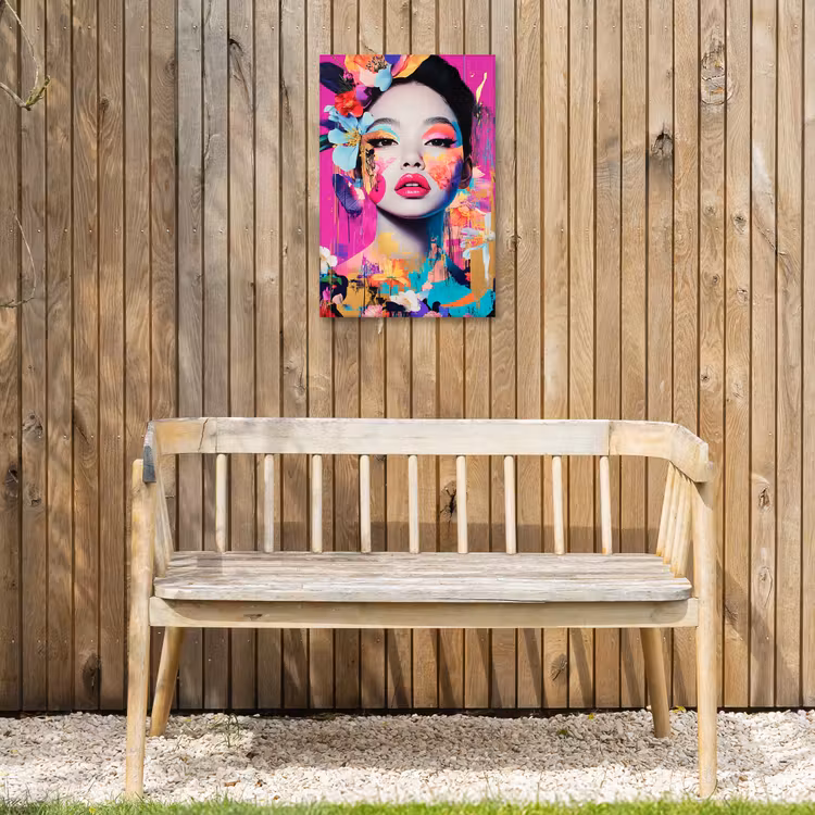 Vrouw - Portret - Abstract - Paars Tuinposter op houten frame 2 cm dik klein -sfeer4