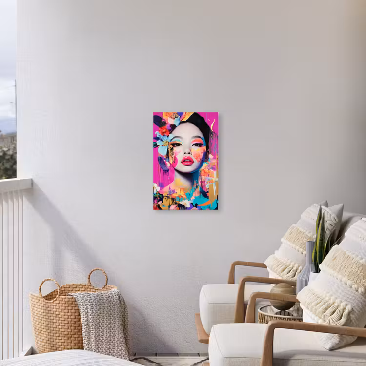 Vrouw - Portret - Abstract - Paars Tuinposter op houten frame 2 cm dik klein -sfeer1