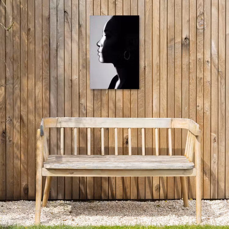 Vrouw - Profiel - Mensen - Zwart-wit Tuinposter op houten frame 2 cm dik klein -sfeer4