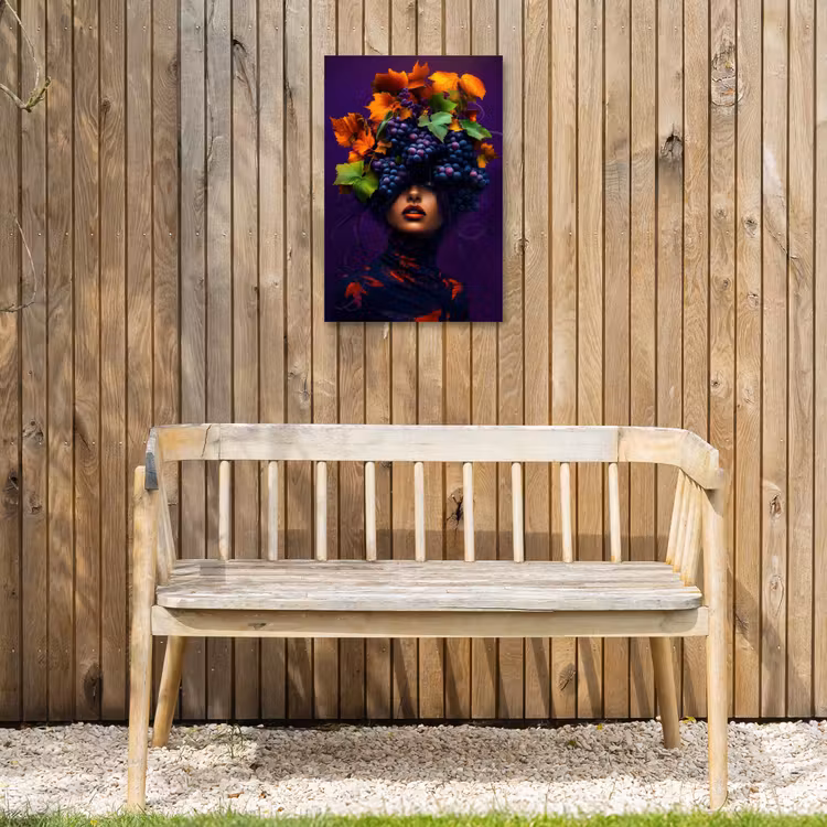 Vrouw - Paars - Druiven Tuinposter op houten frame 2 cm dik klein -sfeer4