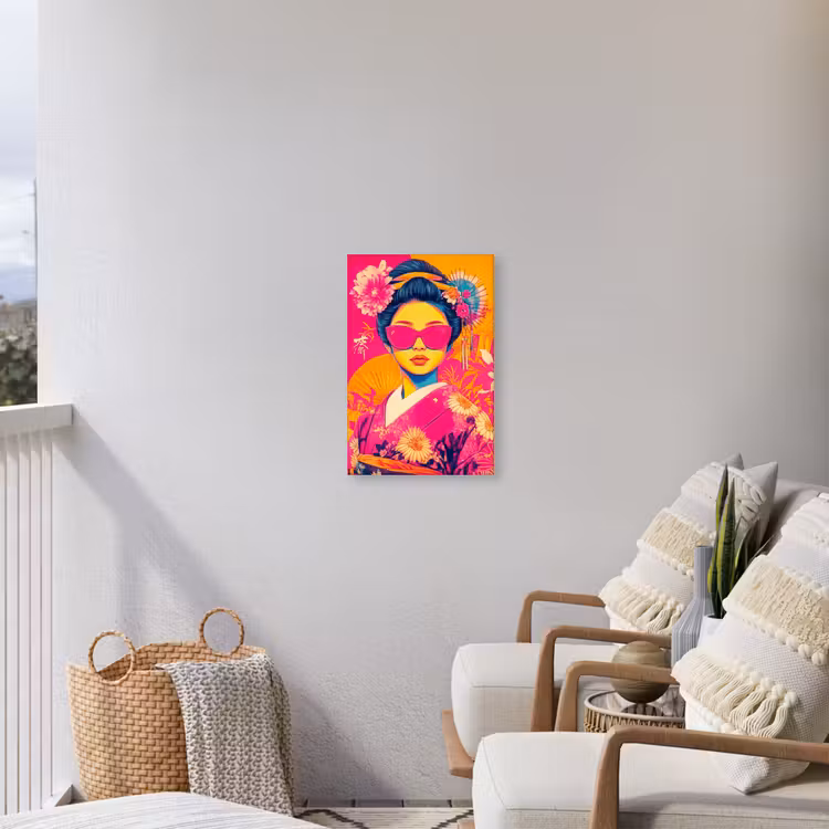 Vrouw - Zonnebril - Abstract - Oranje Tuinposter op houten frame 2 cm dik klein -sfeer1