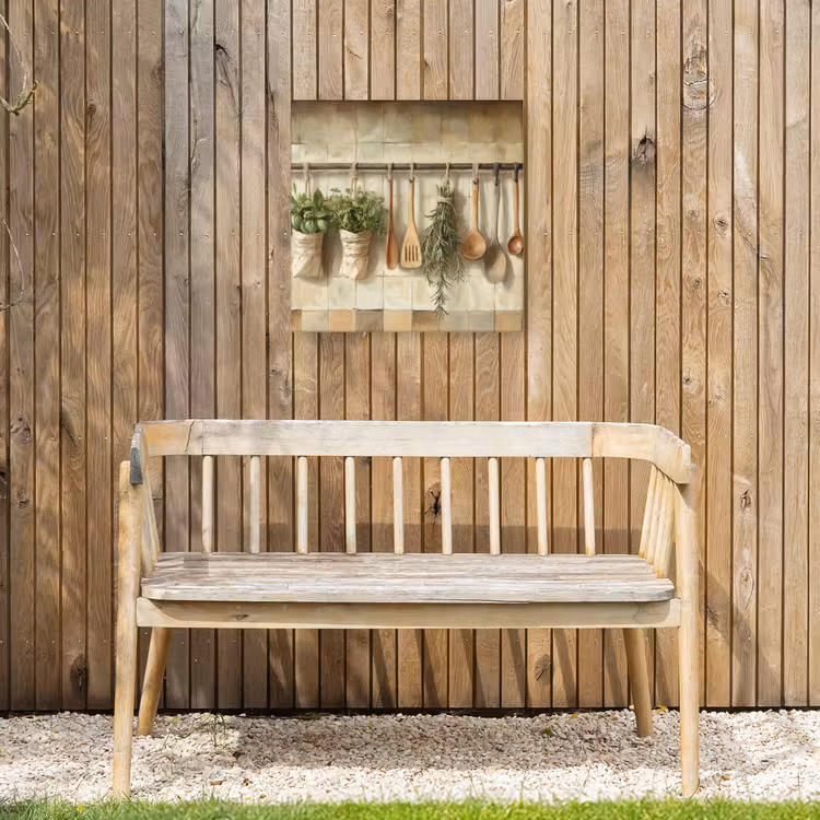 Hout - Keukengerei - Stilleven - Tegels Tuinposter op houten frame 2 cm dik klein -sfeer4