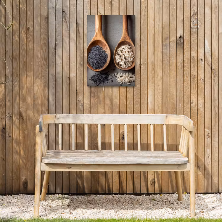 Houten - Lepels - Rijst - Zaden Tuinposter op houten frame 2 cm dik klein -sfeer4