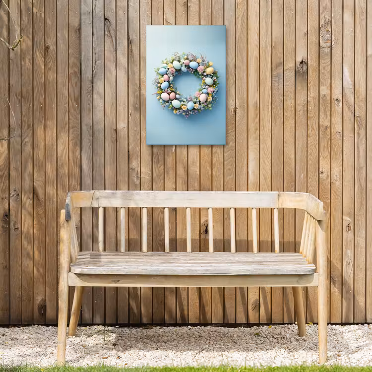 Krans - Eieren - Bloemen Tuinposter op houten frame 2 cm dik klein -sfeer4