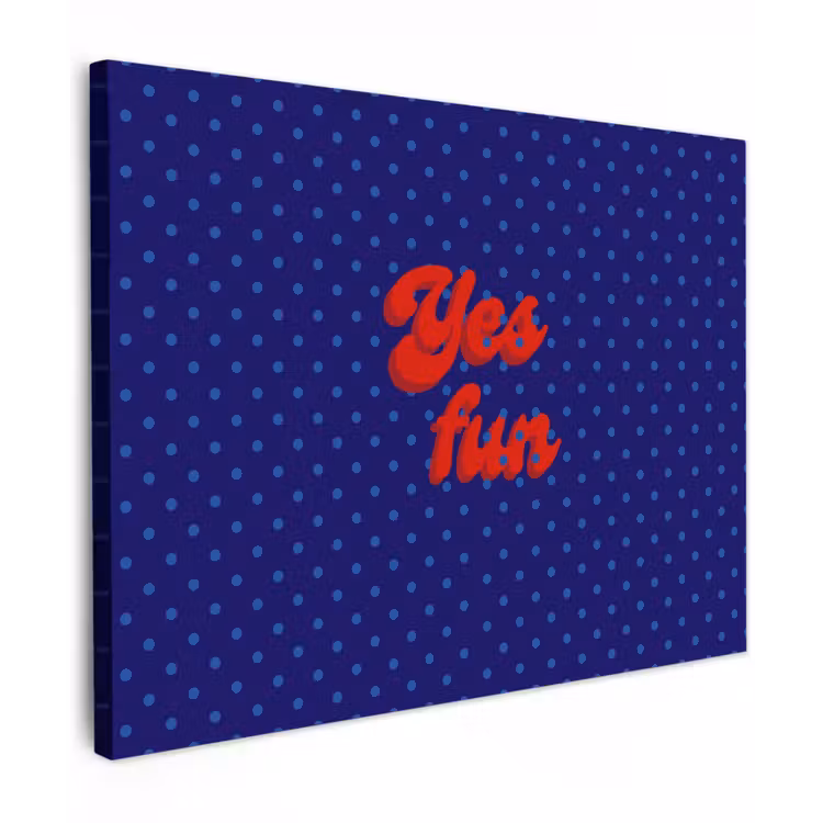 Yes fun - Rood - Blauw - Stippen Tuinposter op houten frame 2 cm dik klein -3d